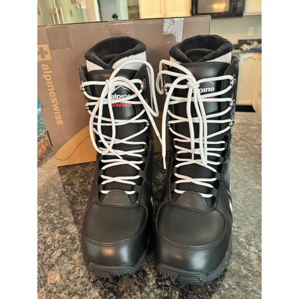 Alpine Swiss Mens Snowboarding Boots Black White SG564-BKWH-13 Size 13